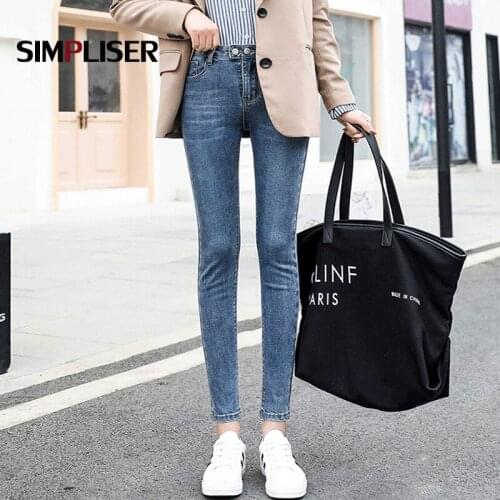 Jeans Pants Women Skinny Jeans Pencil Pants Denim Blue Female Stretch Leggings Size 25-30 Mid Waist Ladies Slim Trousers Push Up