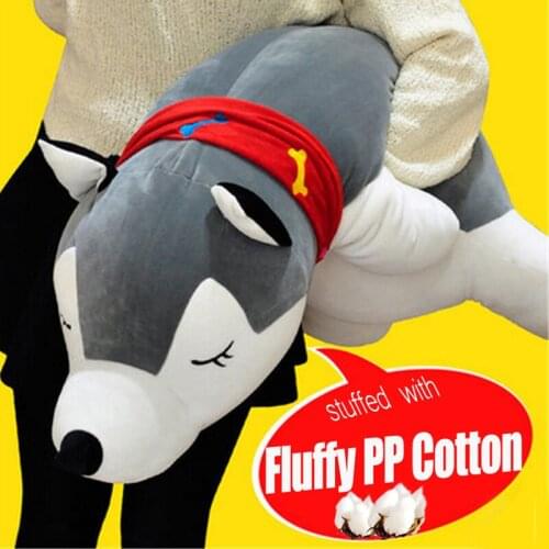 Fancytrader Big Soft Stuffed Husky Toys Giant 130cm Stuffed Animals Puppy Dogs Pillow Doll Nice Gifts for Children