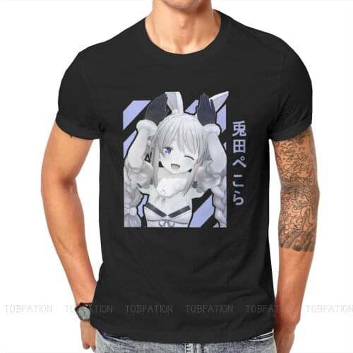Hololive VTuber Usada Pekora Tshirt Black for Men Big size T Shirt Graphic Mens Tops Tee
