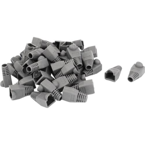 HOT-Ethernet Gray Rubber RJ45 Connector Boots Cover Case Protector 50 pieces