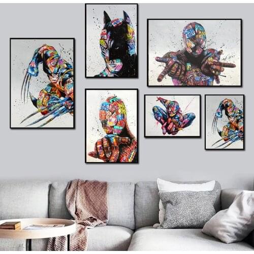 Graffiti Wall Art Marvel Canvas Painting Spider-Man Wolverine Street Art Posters Wall Art Picture For Home Room Decoration