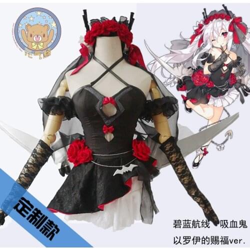 [Customized] Anime Azur Lane Vampire Bride Wedding Dress Skin Uniform Cosplay Costume Women Halloween Free Shipping 2020 New