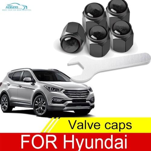 Car Wheel Tire Air Valve Caps Stem Cover With Brand For Hyundai I30 Sonata Accent Tucson Elantra Santafe Rohens Equus
