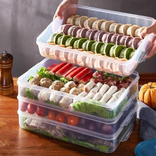 Refrigerator Food Storage Box Kitchen Accessories Organizer Fresh Box Dumplings Vegetable Egg Holder Stackable Microwave storage