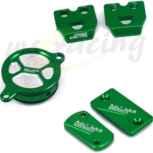 Motorcycle Front Rear Brake Reservoir Covers Oil Filter Cap Brake Line Clamp For Kawasaki KX450F 2006-2015 KLX450R 2008-2015