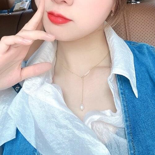 Liemjee Personality Fashion Party Jewelry Y Type Simplicity Pearl Necklace For Women Feature Namour Charm Gift All Seasons