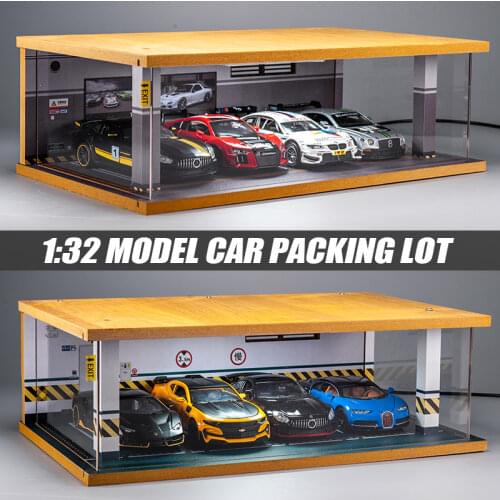 1:32 Car Garage Model Solid Wood Assembly Simulation Car Parking Space Model Collection Storage Decoration Parking Lot