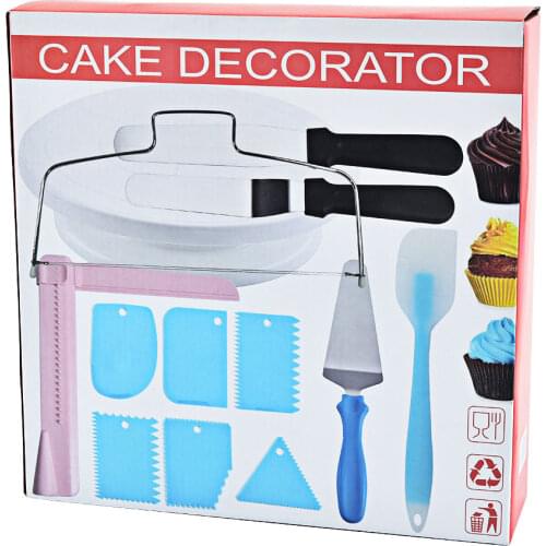 13pcs Kitchen Baking Cake Tools Set Turntable Cake Decorating Tools Kit Silicone Stainless Steel Spatula Baking Accessories Sets