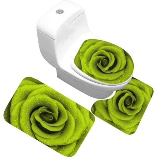 Printed Flower Pattern Bath Mats Set Bathroom Carpets Set Non-slip Microfiber Toilet Rugs Toilet Floor Carpet Shower Room Mats