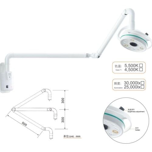 Wall Mounted 36W Medical Surgery LED Shadowless Light Operation Lamp Oral Implant Surgery Examination Lamp Pet Clinic(90V-240V)
