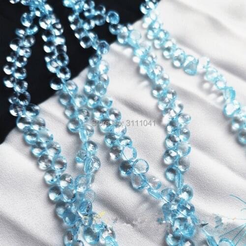 Loose beads sky blue Topaz heart faceted 6-7mm for DIY jewelry making FPPJ wholesale beads nature gem stone