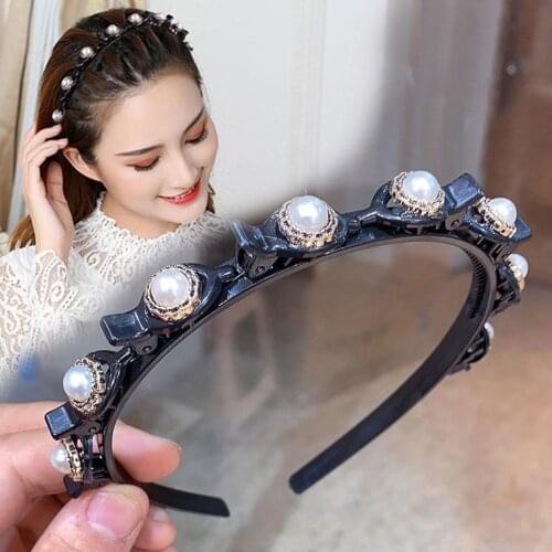 Non-Slip Hairband Pearl Headband Women Hair Bands Hoop Claws Clips Double Bangs Hairstyle Hair Accessories Hairpins