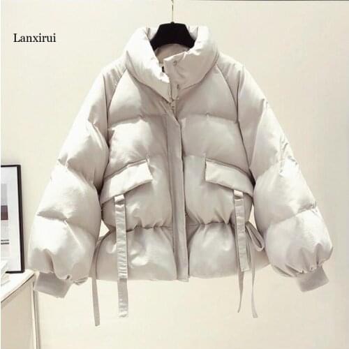 New Womens Clothing Solid Cotton Parkas Womens Outwear Korean Style Autumn Winter Oversized Coats Puffer Jacket