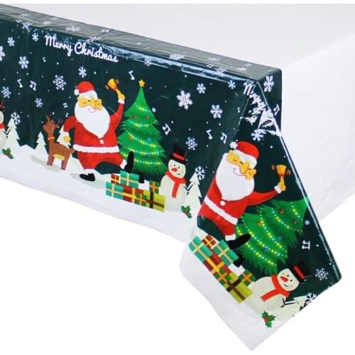 New 2021 Christmas Tablecloth Kitchen Dining Table Decorations Santa Claus Print Home Rectangular Party Table Covers Ornaments