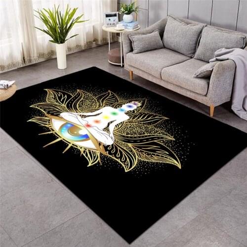 New CChakra Carpets for Living Room Zen Theme Rectangle Area Rug Colorful tapis Flower of Life Fashion Carpet
