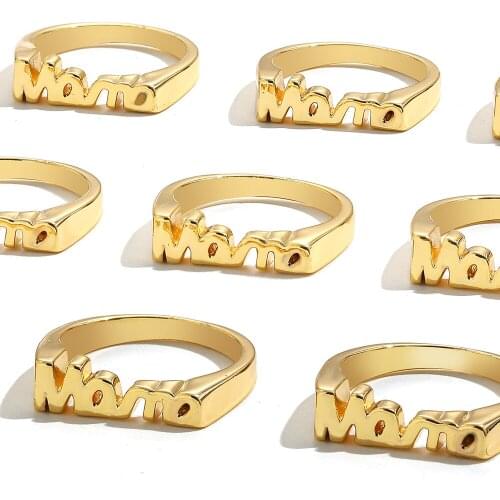 New Fashion Gold Color Mama Letter Rings Anniversary Family Ring Mother Finger Jewelry Gift for Women
