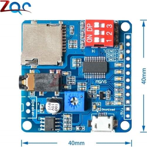Voice Playback Module Board MP3 Music Player SD/TF Card Integrated IO Trigger UART Protocol Control for Arduino 5W