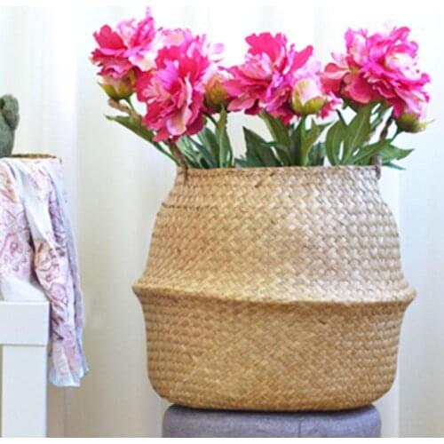 Wicker Storage Foldable Basket Bamboo Seagrass Flower Pot Planter Garden Decor WickerBasket