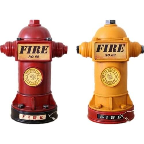 24cm Resin Fire Hydrant Piggy Coin Bank Fire Extinguisher Figurines Ornament For Home Vintage Soft For Kid Birthday Money Box