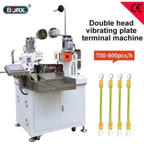 Fully automatic double head vibrating plate terminal machine bulk insulated tubular crimping terminal equipment