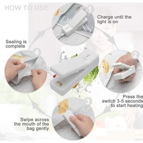 Portable Magnetic Sealer Bag Cutter Opener Mini Food Snack Sealing Packaging Machine USB Rechargeable Kitchen Bag Sealer Tools