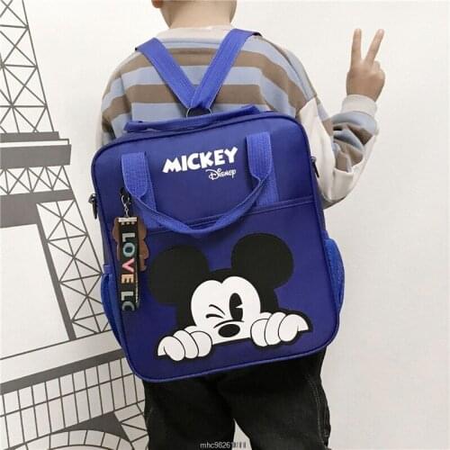 Disney cartoon backpack cute Mickey double bag multi-function childrens tutorial bag primary school bag shoulder slung bag