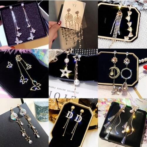 S925 silver needle earrings for women Pearl tassel earrings long earrings goth jewelry Unusual earrings wholesale