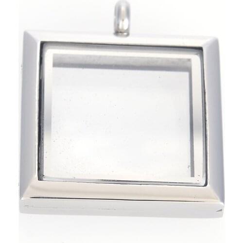 Miasol DIY Stainless Steel Magnetic Open Square Floating Charm Lockets Pendant For Diy Floating Charm Pendant Necklace Making