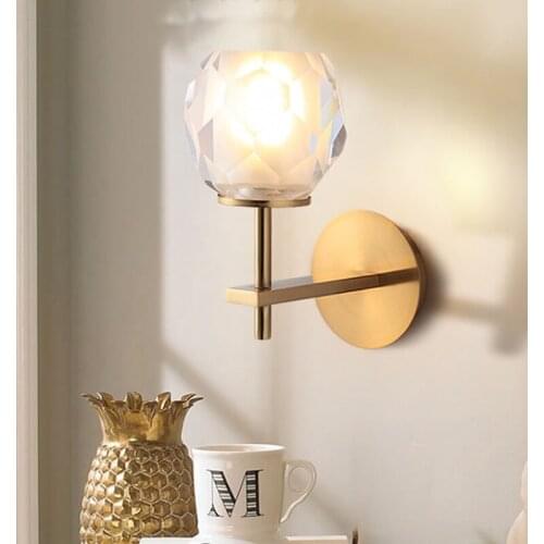 Modern Crystal led Wall Lamp Bedside Living Room Copper Lamp Crystal Sconce Bathroom Mirror Light Bedroom Light led Wall lights