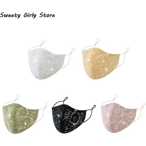 Rhinestone Decoration Face Mask Women Face Jewelry Cosplay Decor Crystal Masquerade Sexy Nightclub Luxury Mouth Cover Lady Masks