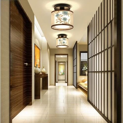 Japanese-style aisle light modern round entrance hall balcony entrance corridor ceiling lamp E27 screw bulb foyer small lamps