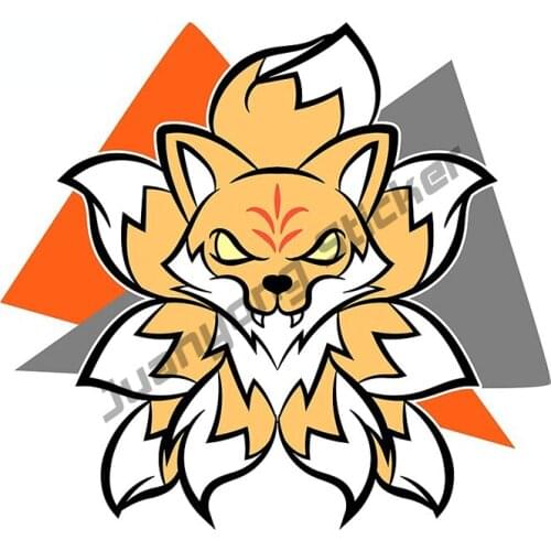 Angry Kitsune Kawaii Fox Vinyl Car Stickers for Camper Laptop Bumper Waterproof Decal SUV Fine Decal Decor Graphic PVC13x12cm