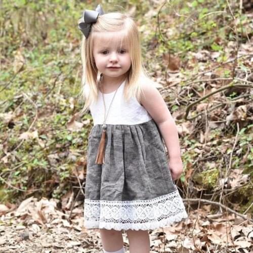 Vintage black white plaid kids dresses for girls clothing summer infant baby costumes children clothing 1-4Yrs