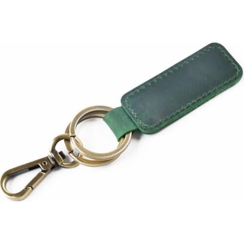 Vintage Genuine Leather Wristlet Keychain for Men Women Fashion Double Key Rings Casual Crazy Horse Leather Key Chain Wholesale