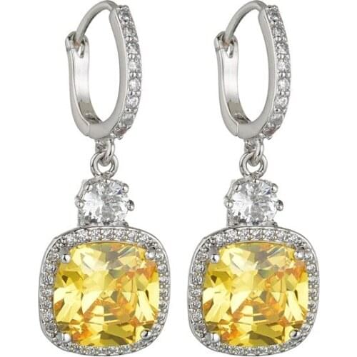 Silver Plated Women Square CZ Crystal Earring for Women Fashion Jewelry 2021 Luxury AAA Zircon Wedding Party Jewelry Best Gift