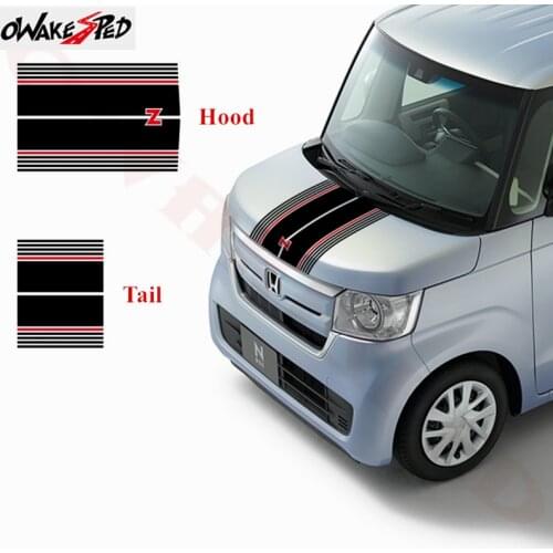 1set Car Sport Stripes Styling Hood Tail Decor Stickers For-Honda N-BOX Racing Cover Engine Stickers Auto Body Vinyl Decals