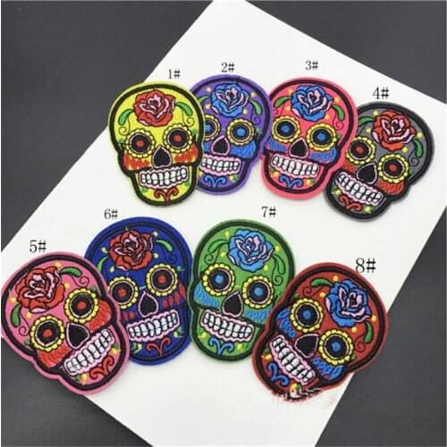 10PC Skull head embroidery stickers Iron on decorative accessories Hot fix patch coat repair patch 5X7cm BD0211