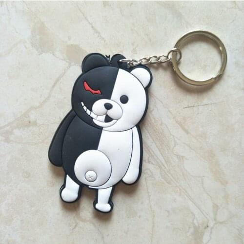 10 PCS/LOT Anime Danganronpa Monokuma Model Doll Plastic Keychain Bear PVC Figure Toy Pendant Keyring Wholesale
