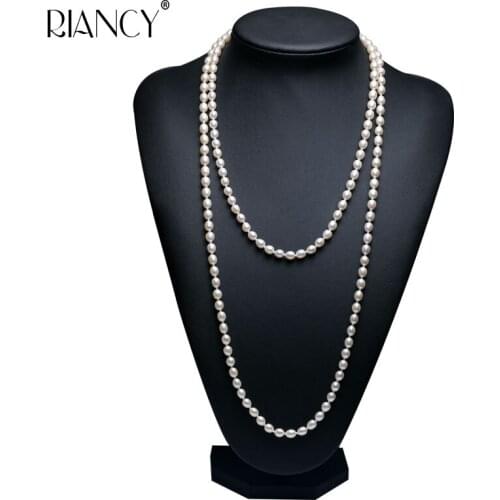 2018 Fashion Long Multilayer Pearl Necklace Natural Freshwater Pearl Choker Charm Necklace Jewelry For Women Gift