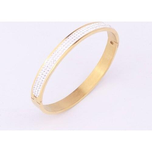 2021 High Quality Hot Sale Crystal from Austrian Simple Titanium steel bracelet with 3 rows of crystal Fit Women and female