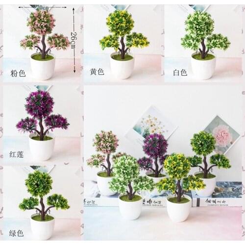 20x26cm 3Forks Artificial Guest Greeting Pine Tree Potted Bonsai Home Hotel Desktop Table Decor Fake Small Tree Plants Bonsai