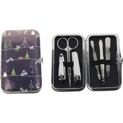 6Pcs/Set Soft Cover Complete Manicure Set For Women Men Girl Boy Unique Family Holiday Christmas Gift Present