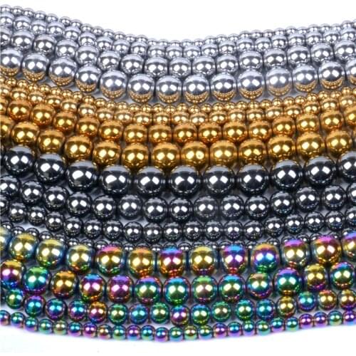 Free Shipping Natural Stone Black Rainbow Hematite Beads 4 6 8 10 MM Pick Size For DIY Necklace Bracelet Jewelry Making