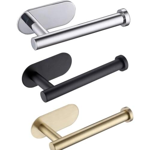 Adhesive Brushed Gold Toilet Paper Towel Holder Wall Stainless Steel Bathroom Accessories Matte Black Paper Towel Dispenser