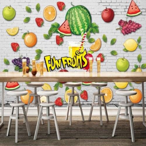 Drop Shipping Custom Photo Wallpaper 3D Stereo Fruit Supermarket Background Wall Fruit Shop Retro Background Wallpaper Mural
