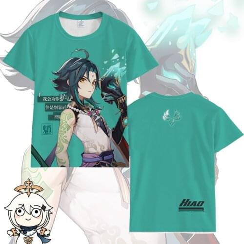 Anime Game Genshin Impact Xiao Cosplay T-shirt Printing T Shirt Short Sleeve Top Unisex Teen XS-5XL