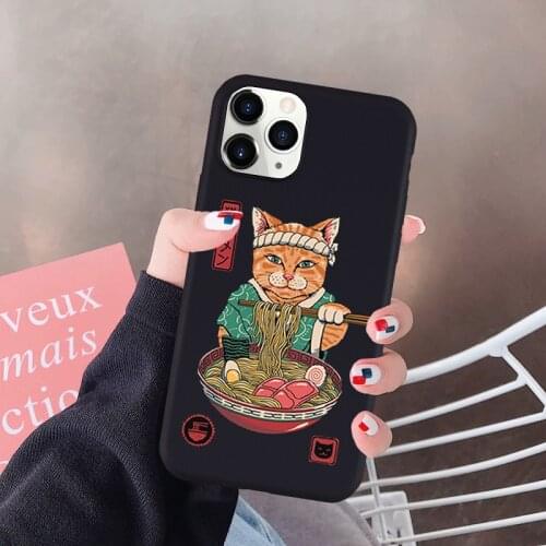 GYKZ Kawaii Neko Ramen Japan Cat Anime Phone Case For iPhone 11 Pro XS MAX 7 SE XR X 8 6Plus Cool Soft Silicone Back Cover Coque