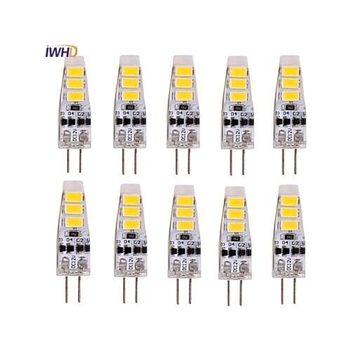 IWHD 2W Mini G4 12V LED Bulb 120LM Mini G4 LED 12V Bi-pin Lights Warm White/White Replace Halogen Chandeliers 10PCS