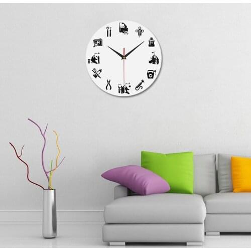 Creative Simple 3D Doctor&#39s Life Acrylic Wall Clock Self-adhesive Quartz Non-ticking Wall Clocks Home Decor FBE3