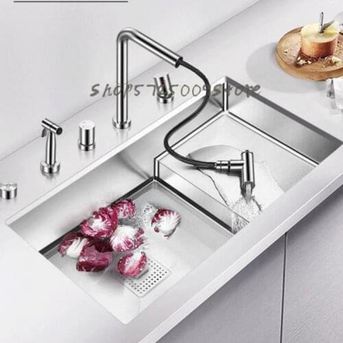 Kitchen Sink 304 Stainless Steel Vegetable Sink Stepped Single Sink Sink With Drain Basin
